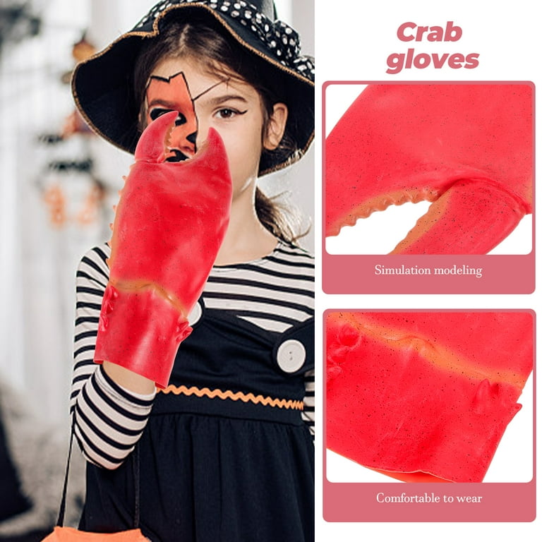 1 Pair of Unique Silicone Crab Claw Gloves Plaything Crab Claw