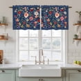 thumbnail image 2 of Navy Blue Flowers Tier Curtains, Spring Vintage Floral Leaves Farmhouse Light Filtering Kitchen Curtains, 2Pcs Rod Pocket Half Window Treatments Panels for Sink Cafe Cabinet Camper 27.5x24 Inches, 2 of 9