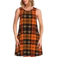 thumbnail image 1 of Balery Halloween Tartan Plaid Vestidos de verano para mujer con estampado: vestido holgado sin mangas, vestido playero informal y cómodo para días calurosos., 1 of 7