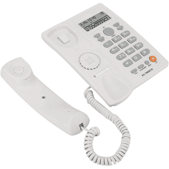 The Wired Telephone with Caller ID Function, Equipped with Speaker, Can Be Used as Desk Phone, Suitable for Home, Hotel, and Office Landline Phones (White)