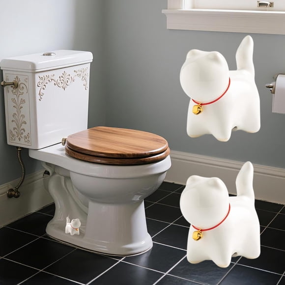 Ceramic Toilet Bolt Covers Decorative, Toilet Screw Cover Caps, Toilet Bolt Caps, Cute Toilet Screw Cover Caps, Set of 2 Toilet Floor Screw Cover Caps, Bathroom Decor (White cat)