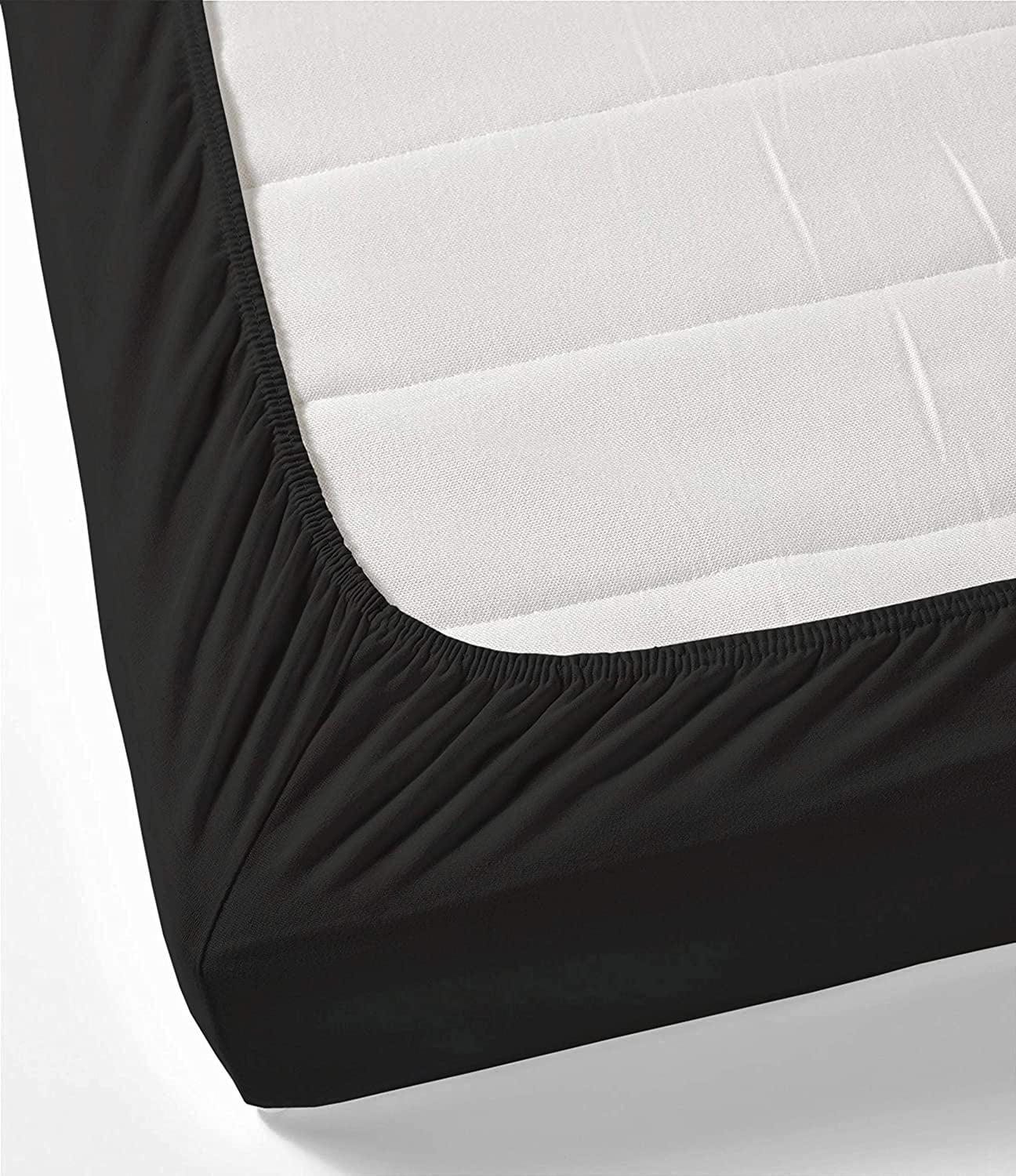 4 Piece Bed Sheet Set – 1 Flat Sheet, 1 Fitted Sheet 12" Deep Pocket and 2 Pillowcases – 100% Organic Bamboo , Bed Sheet Set For Bedroom – Extra Soft - Black Solid,Twin Size.