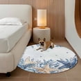 thumbnail image 2 of Blue Starfish Coastal Round Area Rug 3.3Ft Washable Circle Rugs for Dining Room Table, Eucalyptus Summer Nautical Shell Non-Slip Carpet Floor Mats Indoor Outdoor Carpet Runner Aesthetic Home Decor, 2 of 8