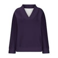 thumbnail image 5 of Womens Oversized V Neck Sweater Long Sleeve Cable Knit Tops Casual Loose Solid Color Pullover Sweatshirts (Purple 4XL), 5 of 5