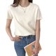 thumbnail image 5 of Camiseta de mujer Verano Cuello redondo Manga corta Color sólido Top informal, Albaricoque, XXL Monstrate AP001478-20B, 5 of 7