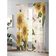 thumbnail image 4 of Sheer Curtains 108 Inches Long 2 Panels Set for Living Room, Sunflower Semi Sheer Curtains for Windows, Farmhouse Floral Bee Brown Vintage Pink Yellow Voile Window Treatments Rod Pocket Curtain, 4 of 7
