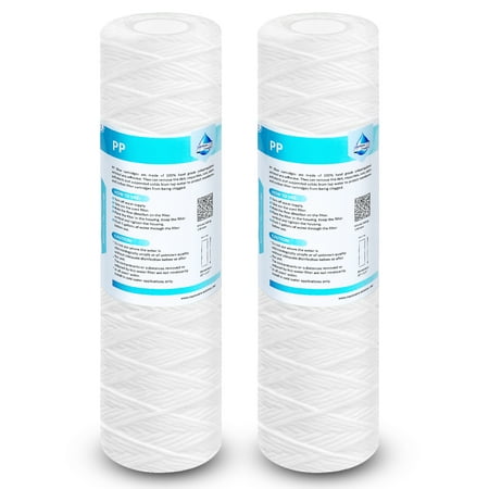 

Membrane Solutions 1 Micron 10 x2.5 Sediment Water Filter Replacement Cartridge for Any Water Filter System & Water Softener 2 Pack