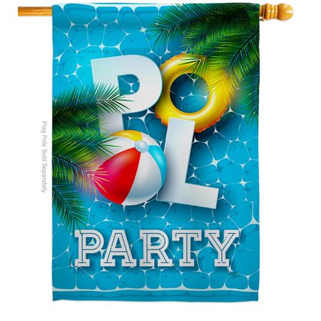 Breeze Decor Pool Party House Flag Coastal Beach 28 x 40 in. Double-Sided Decorative Vertical Flags for Decoration Banner Garden Yard Gift