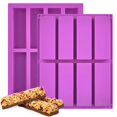 thumbnail image 1 of Moldes para barras de granola Zezzxu, silicona, 8 cavidades, paquete de 2, color morado, 1 of 7