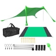 thumbnail image 4 of 1 Juego de tienda de campaña para la playa, refugio para el sol, toldo para la playa, toldo para la playa al aire libre, sombrilla portátil para acampar, toldo con estera de playa, 4 of 7