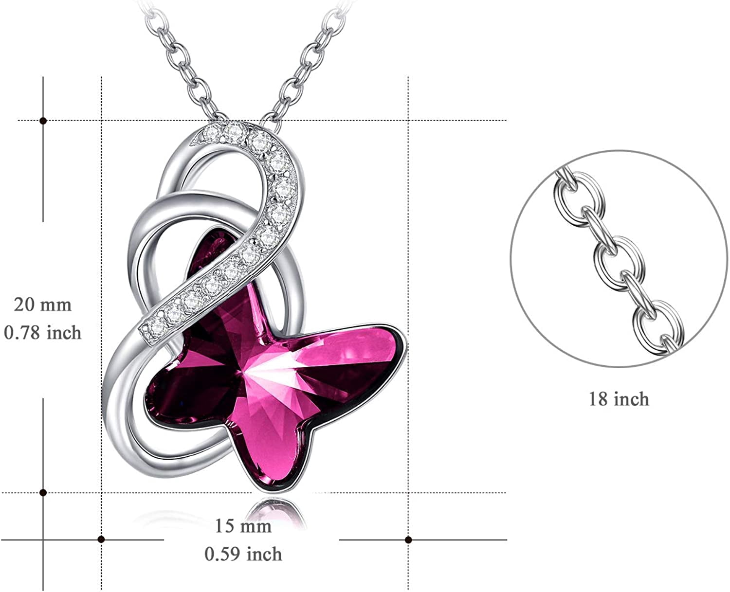 AOBOCO Gifts for Women, Sterling Silver Butterfly Necklace with Gemstone Jewelry Gifts for Women