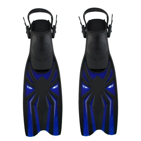 Full Foot Freediving Fins Swimming Diving Snorkelling Training Adjustable Full Foot Non-slip Snorkel Floating Fins Flippers Blue Size M Pair ()