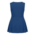 thumbnail image 7 of Gamivast Tank Tops for Women Plus Size Square Neck Sleeveless Peplum Fit Tops Stretchy Ruched Bust Tie Strap Detail Summer Casual Shirts Going Out Wear Blue XXXXL, 7 of 7