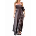 thumbnail image 2 of Women'S Spaghetti Strap All over Striped High Waist Flowy A-Line Maxi Casual Dress Navy Blue L, 2 of 9