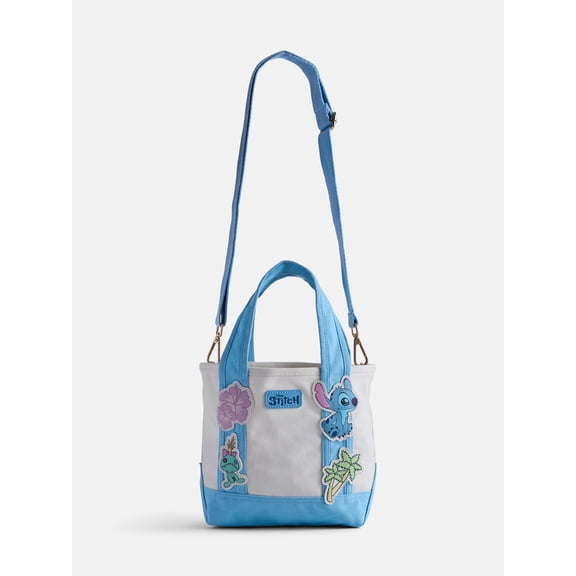 Disney Lilo and Stitch Women's Patches Canvas Tote Bag, Blue