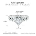 thumbnail image 6 of Rosec Jewels Moissanite Heart Shaped Engagement Ring - Vintage Style Ring for Women - D-VS1 Quality Certified, 10K White Gold, US 5.00, 6 of 7
