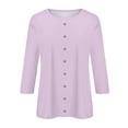 thumbnail image 4 of Womens Tops Women's Fashion Casual Round Neck 3/4 Sleeve Loose Printed T-Shirt Ladies Cardigan Shirts for Women Kagetolytai Light Purple 3X, 4 of 5
