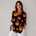 thumbnail image 4 of Nyfairy Plus Size Women's Halloween Print Long Sleeve Button Down Casual Shirt, 4 of 5