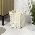 thumbnail image 6 of happimess Silas Modern Farmhouse Resin 3.3-Gallon Tapered Square Wicker Waste Basket with Scalloped Edge, White (Set of 2), 6 of 6