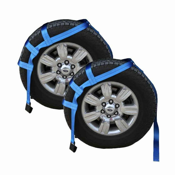 Blue Extra Large Tow Dolly Basket Strap with Flat Hooks 2 pack