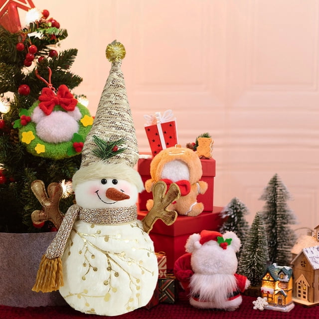 Muñeco de nieve navideño de peluche | Cojín suave para el respaldo y decoración navideña | Peluche blanco de 39 cm para niños y adultos | Regalo festivo para el dormitorio y la sala de estar