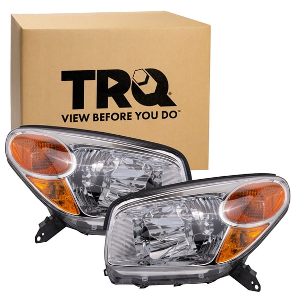 TRQ Headlight Assembly Set TO2518103 TO2519103 Fits 2004-2005 Toyota RAV4