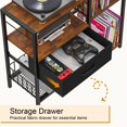 thumbnail image 5 of AV Media Stand with Vinyl Storage, Record Player Holder for 280+ Albums, Audio Video Rack with Fabric Drawer, 5 of 8