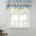 thumbnail image 2 of Blue Brown Water Ripple Tie Up Window Valance Striped Modern Tie-up Valance for Kitchen Windows Adjustable Small Curtain Balloon Shades for Kitchen Bathroom Cafe 60x18inch, 2 of 9