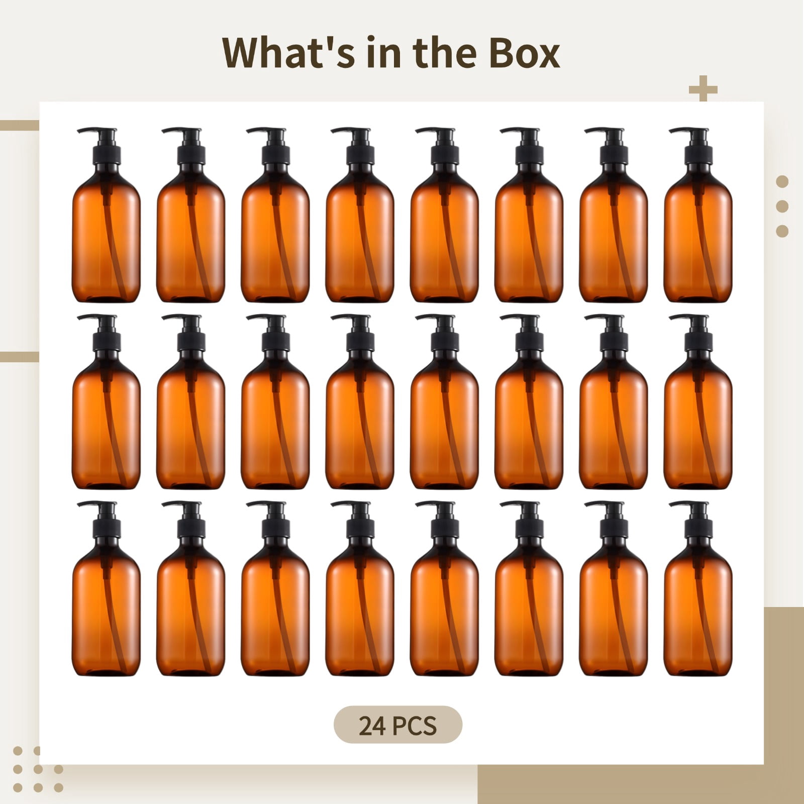24 Pcs Pump Bottles, 10 oz Empty Soap Dispensers, Refillable Plastic Shampoo and Body Wash Bottles, Leakproof Lotion Containers for Travel, Home, and Daily Use