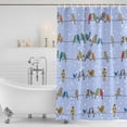 thumbnail image 2 of Shower Curtain Bathroom Set Birds Sparrows on Cables Waterproof Fabric Shower Curtains with Grommets&Hooks, White Snow Points Privacy Bath Curtain for Bathtub 72x72in, 2 of 9