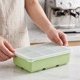 thumbnail image 4 of Food Grade Silicone Ice Cube Tray with Lid 6 Grid for Freezing Beverage, Mint Green, 4 of 6