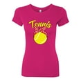 thumbnail image 2 of Wild Bobby, Tennis Mom Cute Bow Ribbon Tennis Ball, Mother's Day, Women Slim Fit Junior Tee, Raspberry, Small, 2 of 3
