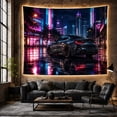 thumbnail image 6 of Black Sports Car on Neon City Street, Moody Digital Art for Car Enthusiasts, Urban Night Wall Art, Housewarming Gift, Tapestry Wall Hanging for Bedroom and Gaming Room, 6 of 7