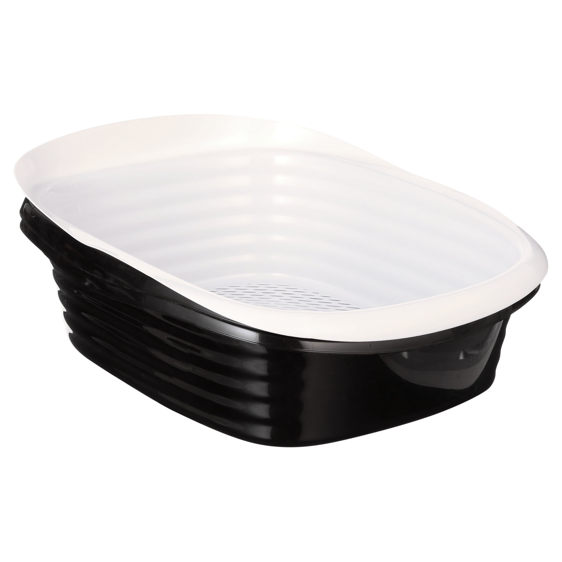 Arm & Hammer Sifting Cat Litter Box, 2 Open Top Plastic Cat Litter Pans and Cat Litter Tray, Large, Black and White