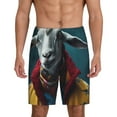thumbnail image 1 of Balery Surrealist Goat Pantalones cortos de pijama de punto de algodón para hombre con cinturilla y bolsillos-X-Large, 1 of 6