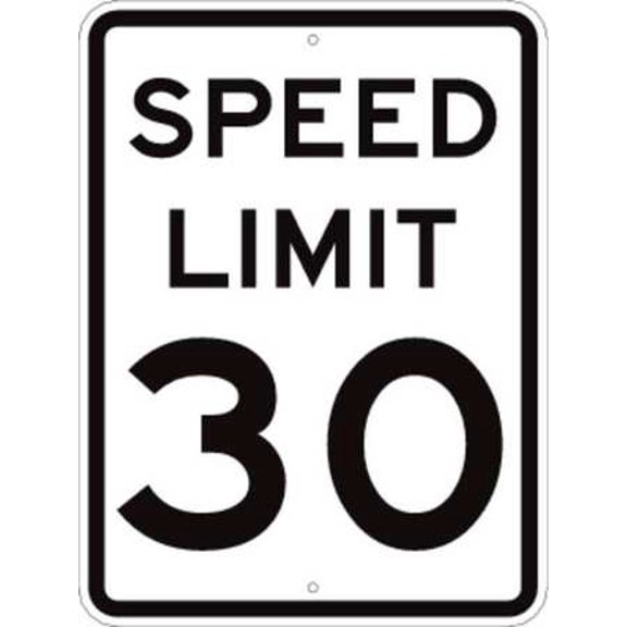 BRADY 113286 Traffic Sign, 24 x 18In, BK/WHT, SP LIM 30