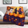 thumbnail image 4 of GXFC Halloween Witch Cats blanket, comfortable and soft, warm casual blanket, printed design, winter sofa dormitory home decoration, must-have travel product. Size is 50x60 inches., 4 of 6