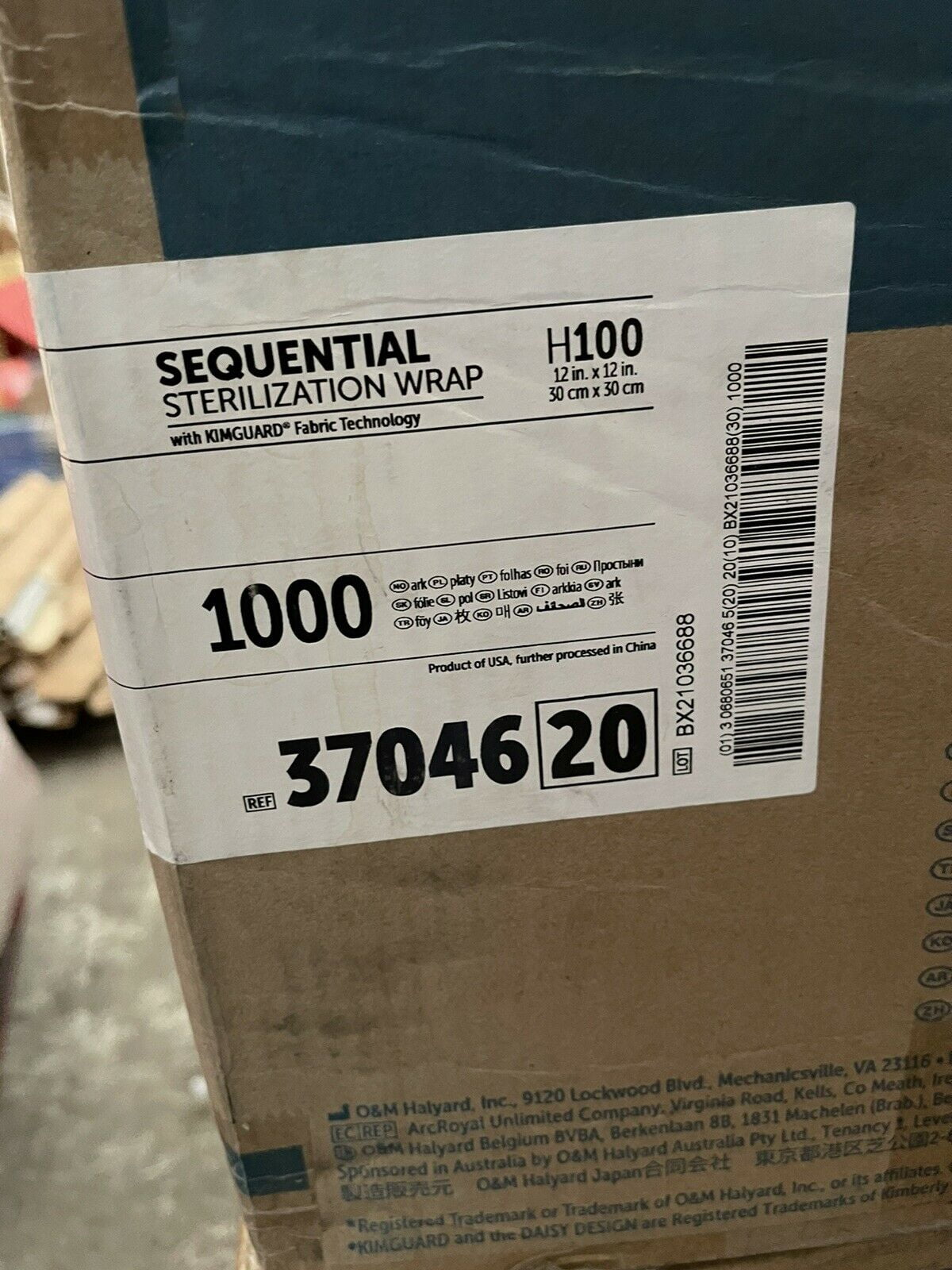 HALYARD 37046 KIMGUARD STERILIZATION WRAP H100, 1,000 PC CASE