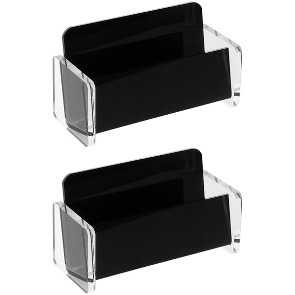2PCS Black Acrylic Business Card Holder Set Stylish Office Organizers