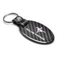 thumbnail image 2 of Ford Mustang Tri-Bar Real Carbon Fiber Oval Shape Black Leather Strap Key Chain, 2 of 6