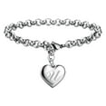 thumbnail image 1 of Pulseras con iniciales para adolescentes Pulseras con corazón de acero inoxidable para mujeres 26 letras Alfabeto Pulsera Regalos de joyería para niñas adolescentes, 1 of 4