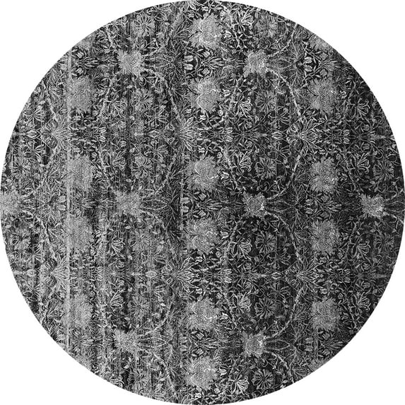 Ahgly Company Indoor Round Oriental Gray Industrial Area Rugs, 4' Round