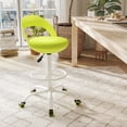thumbnail image 2 of Gymax Tabouret de Dessin Roulant Chaise de Bureau Haute avec Roues Dossier Bas Repose-Pieds Vert, 2 of 10