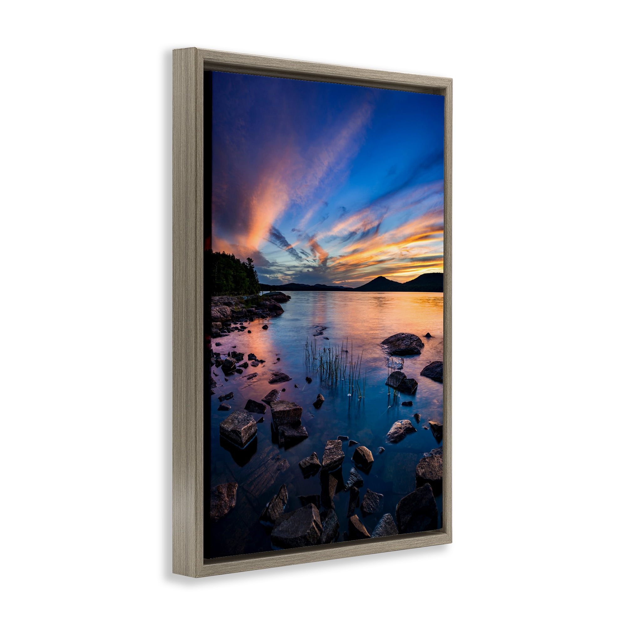 Stupell Industries Sunrise on Piseco Lake Brown Framed Floater Canvas Wall Art, design by Jonathan Zaharek