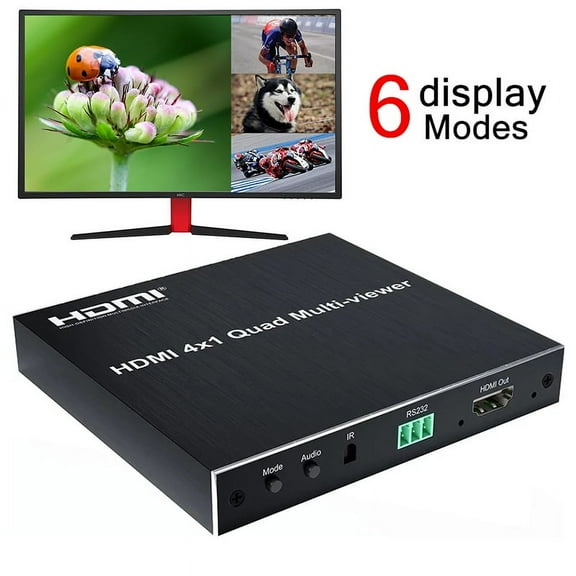 RAPOBRIX 1080p HDMI 4x1 Multi Viewer - Quad Screen Switch with Remote, 6 Modes