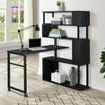 thumbnail image 2 of Home Office L-shaped Computer Desk With 5 Bookshelf, & Metal, Black Color, Rotating, Lockable , Space Saving Setup Modern Bookcase, And Black, Wheels, Aspect, 2 of 6