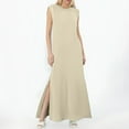 thumbnail image 2 of 2025 Vestido largo sin mangas con abertura para mujer: vestido camisero informal y holgado con bolsillos laterales, cuello redondo, tejido ligero, ideal para el verano, tallas S-XXL, 2 of 4