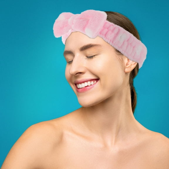 TABLZONE 3Pcs Elastic Bowknot Hair Band Soft Coral Fleece Headband for Facial Care Shower