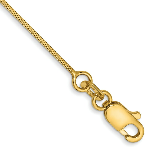 14k Yellow Gold 10 Inch .6mm Octagonal Cubetto Omega Snake Anklet Ankle Bracelet Chain