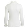 thumbnail image 2 of Mujeres Ribbed Knitted Pullover Suéteres Turtle Neck Ruffles Sólidos Slim Stretchy Jumpers Knit Abanopi Suéter, 2 of 2